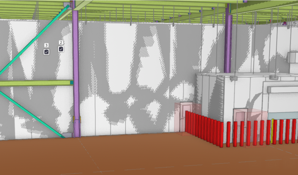 (location two) Ladder MISSING between structural steel and man doors